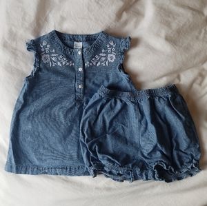 4⭐/$10 Cotton Embroidered 2 piece Chambray outfit